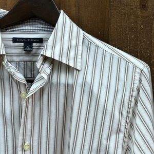 Tan Brown Stripe Button Down Banana Republic Shirt